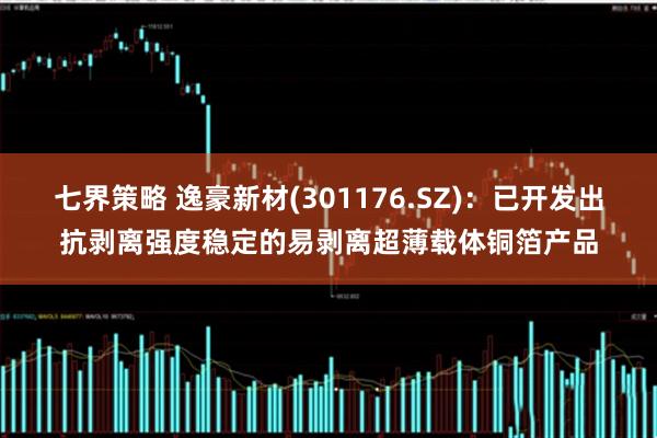 七界策略 逸豪新材(301176.SZ)：已开发出抗剥离强度稳定的易剥离超薄载体铜箔产品