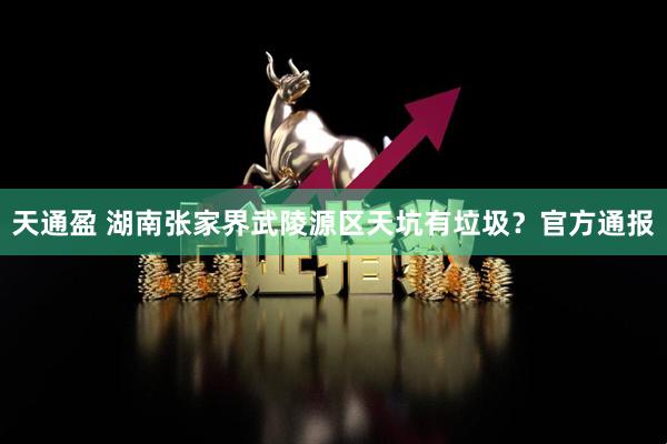天通盈 湖南张家界武陵源区天坑有垃圾？官方通报